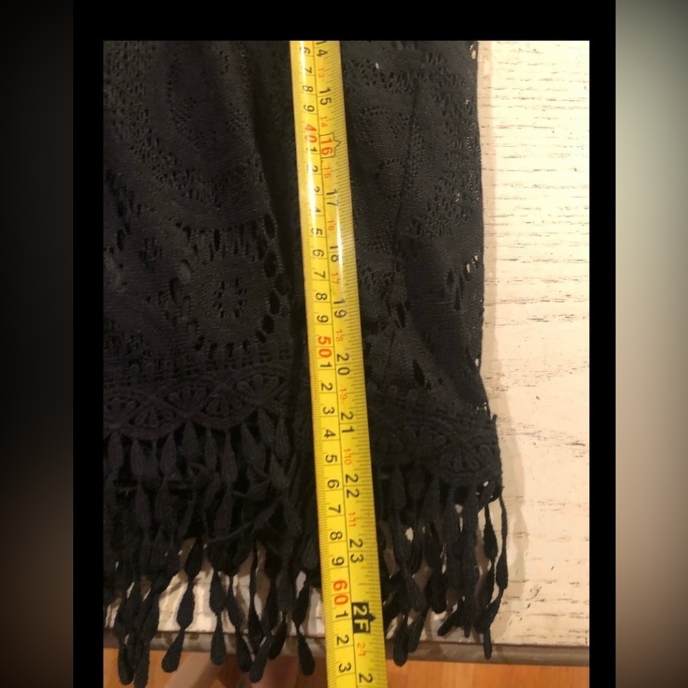 Xhilaration XXL black crochet lined camisole fringe trim adjustable - Picture 6 of 10